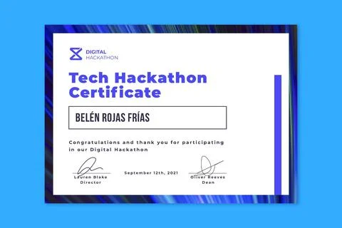 Modern minimalist tech hackathon winner certificate template Stock Illustration