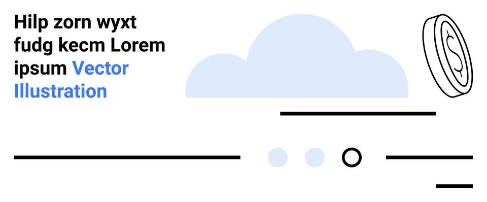 Modern Minimalist Vector with Abstract Cloud, Text Elements and Currency Symb イラスト素材