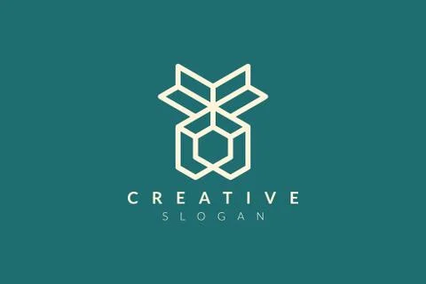 Modern Minimalist vector. Geometric shape logo. Hexagons and triangles, squar Stock Illustration