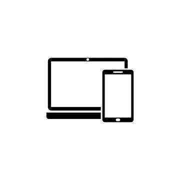 Modern, minimalistic vector icons featuring a laptop and smartphone Stock Illustration
