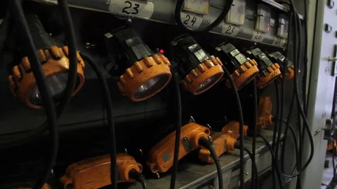 Modern mining lamp charging Video stock 74490687
