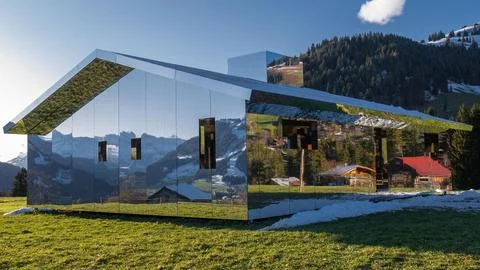 Modern Mirror House Stock Photos