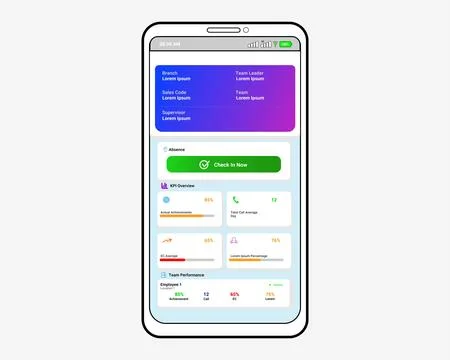 Modern Mobile App Interface for Employee Attendance Stock Illustration