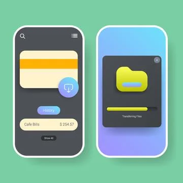 Modern Mobile App Interface Finance And File Transfer Stock Illustration