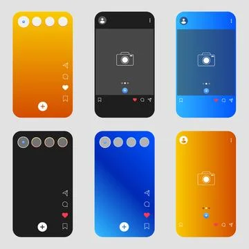 Modern mobile app interface templates with gradient UI elements Stock Illustration