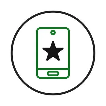 A modern mobile application icon featuring a star symbol encased in a green.. Stock Illustration