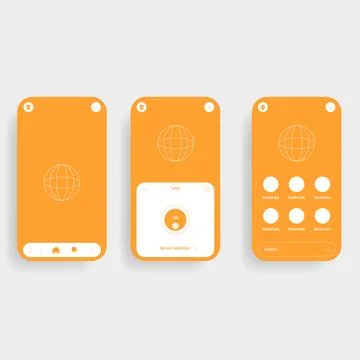 Modern Mobile Browser Application UI UX Interface Template Illustrazione stock
