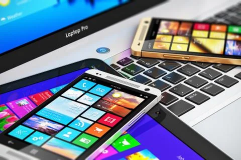 Modern mobile devices Stockillustratie