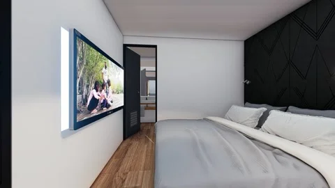 Modern mobile home architecture design sunny animation c series Stock Footage 181562275