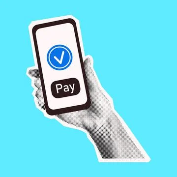 Modern Mobile Payment Concept on Blue Background Stock Illustration