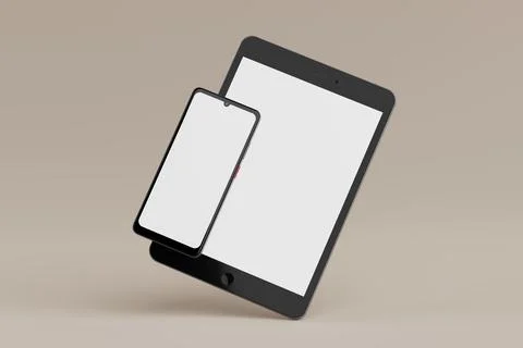 Modern Mobile Phone and Tablet PC Mockup with White Blank Screen for Your D.. Stock Illustration