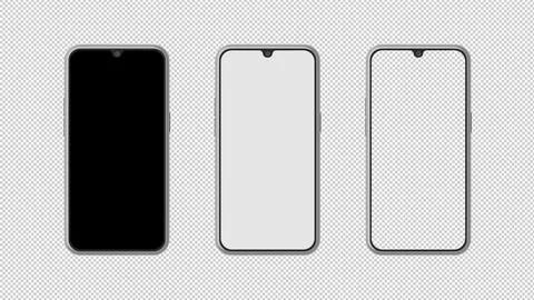 Modern mobile phone blank, white, transparent screen design. 3D-rendering Stock Illustration