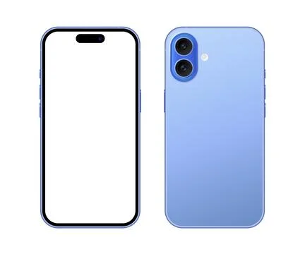 Modern mobile phone device front back mockup template. Blue color smartphone Stock Illustration