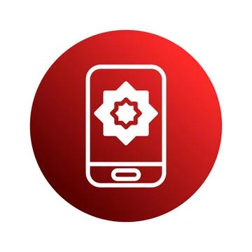 Modern mobile phone with islamic pattern application icon for digital era a.. Illustrazione stock