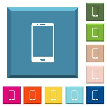 Modern mobile phone with one button white icons on edged square buttons Stock Illustration