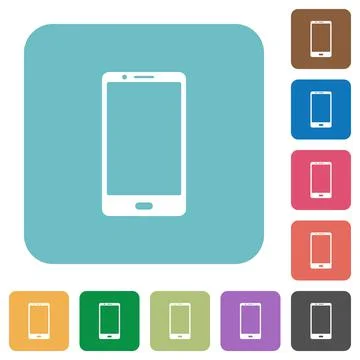 Modern mobile phone with one button rounded square flat icons 스톡 일러스트