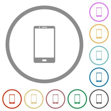 Modern mobile phone with one button flat icons with outlines 스톡 일러스트