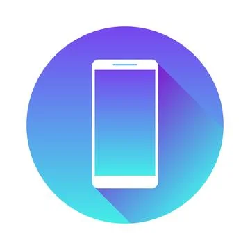 Modern Mobile Phone Round Shadow Icon Isolated Vector Stock Illustration