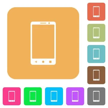 Modern mobile phone with three button rounded square flat icons Stock Illustration