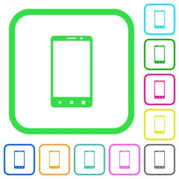 Modern mobile phone with three button vivid colored flat icons 스톡 일러스트