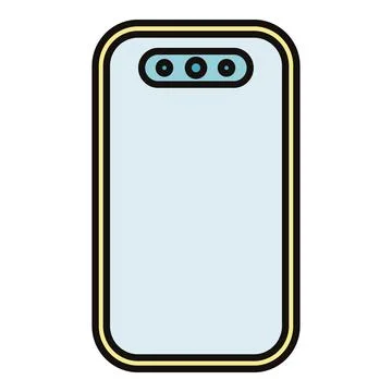 Modern mobile smartphone device with triple camera icon Stock Illustration