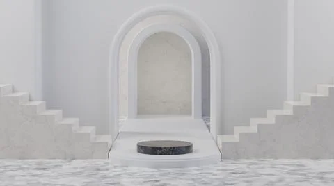 Modern mockup marble podium display 3D render illustration Stock Illustration
