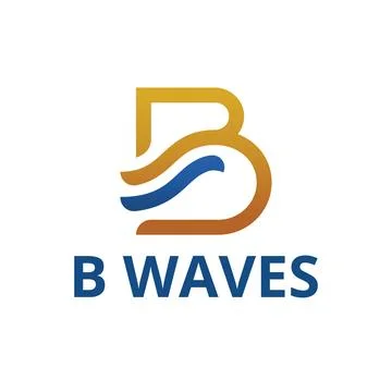 Modern Monogram Abstract B Waves Logo Stock Illustration