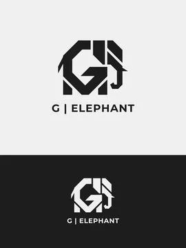 Modern monogram G elephant logo design. Stock Illustration