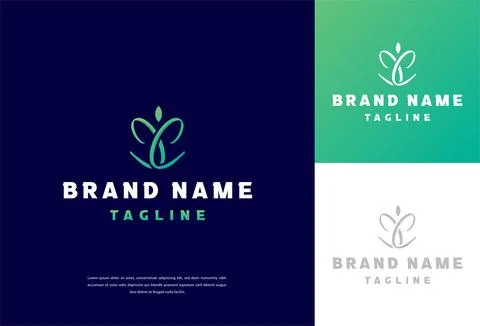 Modern Monogram Letter CC Leaf Butterfly Logo Design Template Stock Illustration