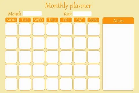 Modern monthly planner. Vector illustration. Illustrazione stock