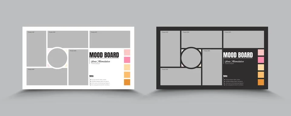 Modern Mood Board Presentation Template with Color Palette Stock Illustration