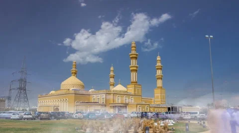 Modern Mosque Building in Kuwait timelapse hyperlapse Stock Footage 63528768