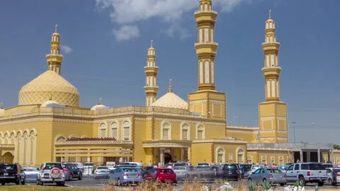 Modern Mosque Building in Kuwait timelapse hyperlapse Stock Footage 145328442