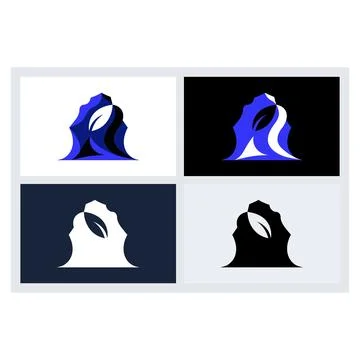 Modern Mountain and Leaf Logo Icon Set Ilustración de archivo