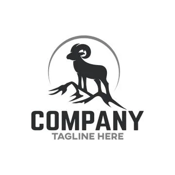Modern mountain ram logo. Vector illustration. Illustrazione stock