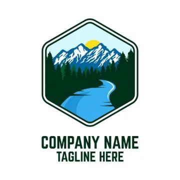 Modern mountains logo Illustrazione stock