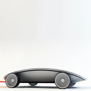 Modern mouse with sport wheels connected by colored cables  isolated on whi.. イラスト素材