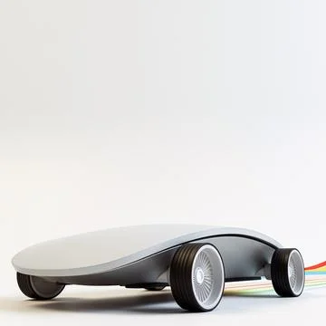 Modern mouse with sport wheels connected by colored cables  isolated on whi.. イラスト素材