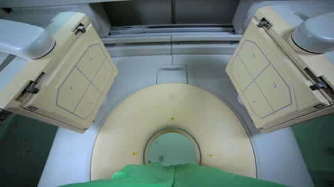 Modern MRI, tomograph, scanner, cat scan in action in bright clinic, medical Stock Footage 67266219