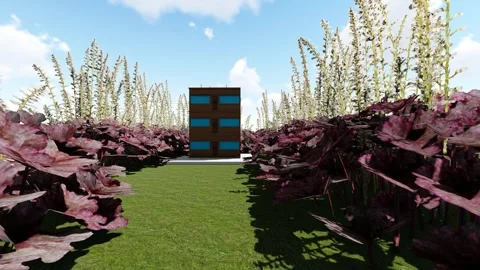 Modern Multi building in the Garden Stock Footage 346233665