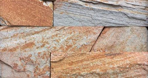 Modern Multi Color Stone, slate travertine sandstone Wall used for Background Stock Photos