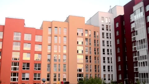 Modern multi-colored apartment building. Video stock 156470267