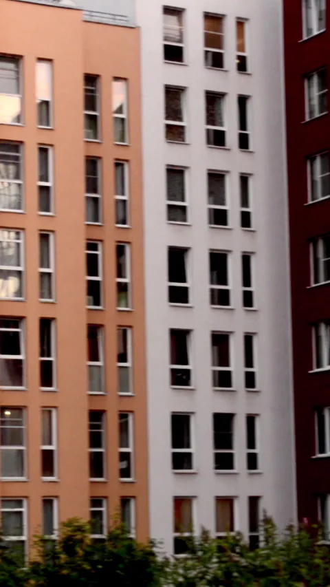Modern multi-colored apartment building, close-up. Video stock 252957139