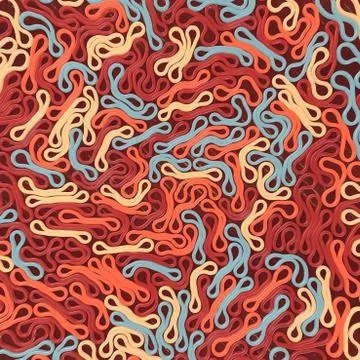 Modern multi colored pattern of elastic rounded objects 3d render illustration イラスト素材