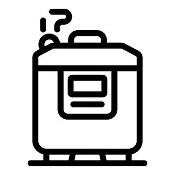 Modern multi cooker steaming and displaying question mark icon, efficient c.. イラスト素材