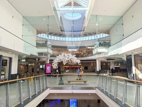 Modern multi-level interior of Glasgows Buchanan Galleries with its sunlit glass Stock Photos