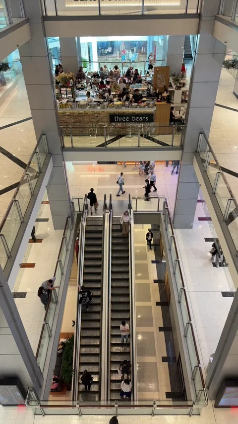 Modern multi-level shopping mall interior activity, Sydney Stock-Footage 321610623