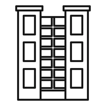 Modern multi storey building facade with windows in line art style Ilustración de archivo