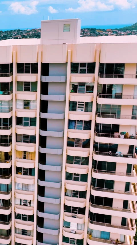Modern multi-storey residential building, hotel in the center of Honolulu Stock Footage 306882598
