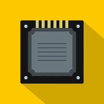 Modern multicore CPU icon, flat style Stock Illustration